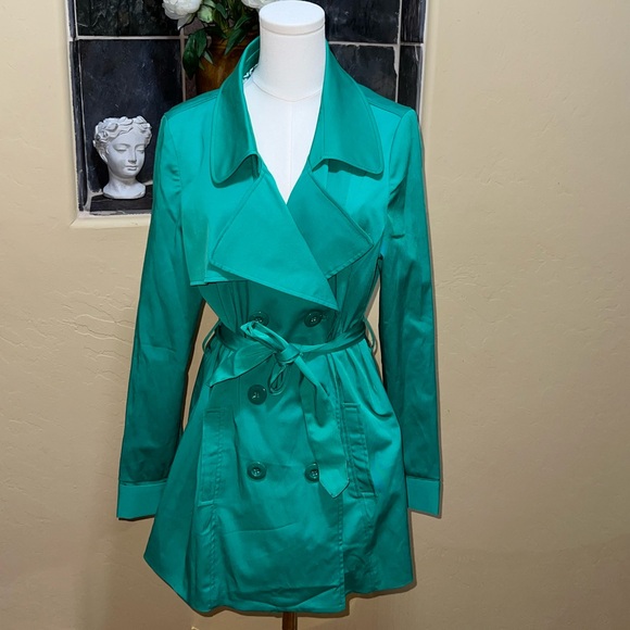 VERTIGO Green Double Breasted Trench Coat Size XL - Picture 3 of 11
